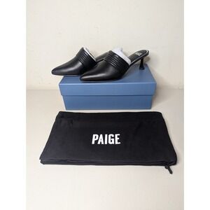 Paige Pointed Toe Mules Black Poppy Women's Size 6 w/Box + Slip Cover NEW